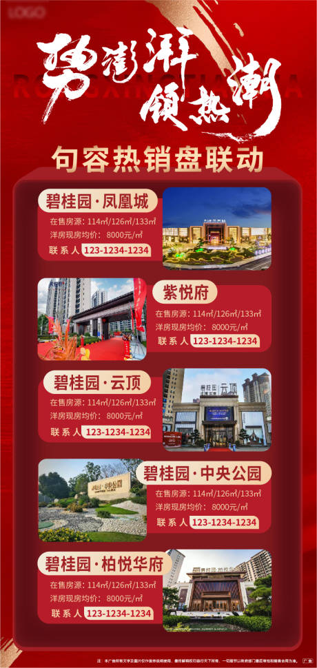 源文件下载【地产热销五盘联动海报】编号：40390008595191186