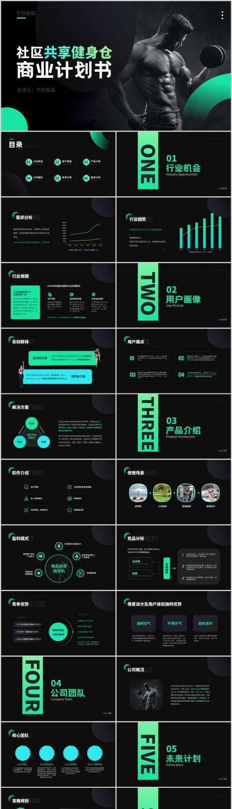 源文件下載【享設計】搜索編號：16860008530067624【黑色潮酷簡約風共享健身房倉商業計劃書】