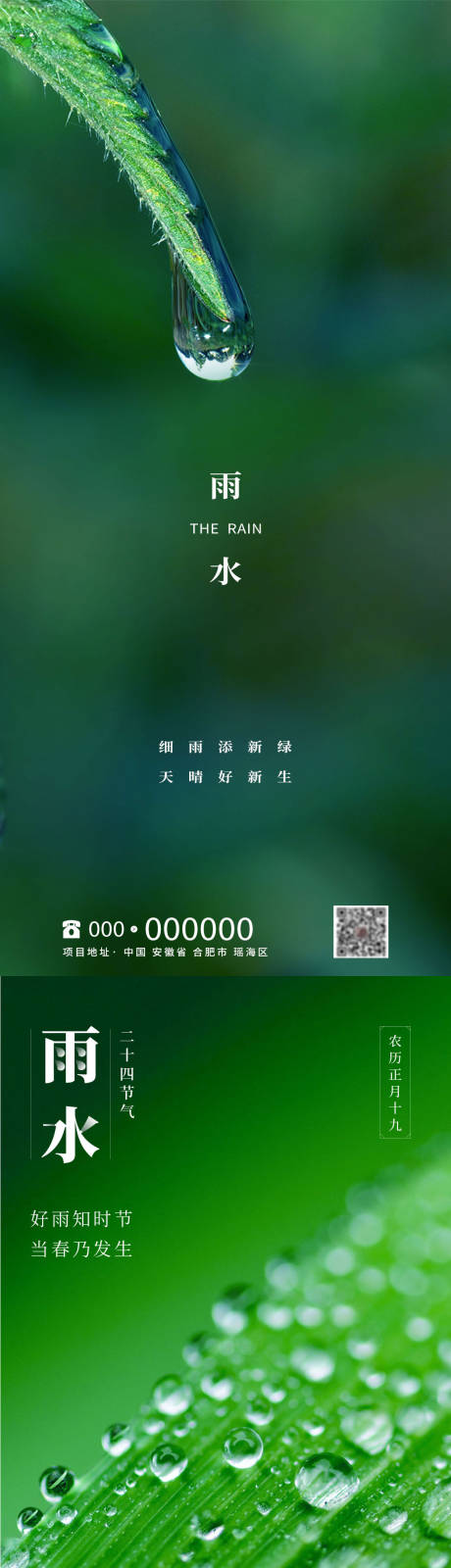 源文件下載【二十四節氣之雨水樹葉雨滴海報】編號：81960008539243350
