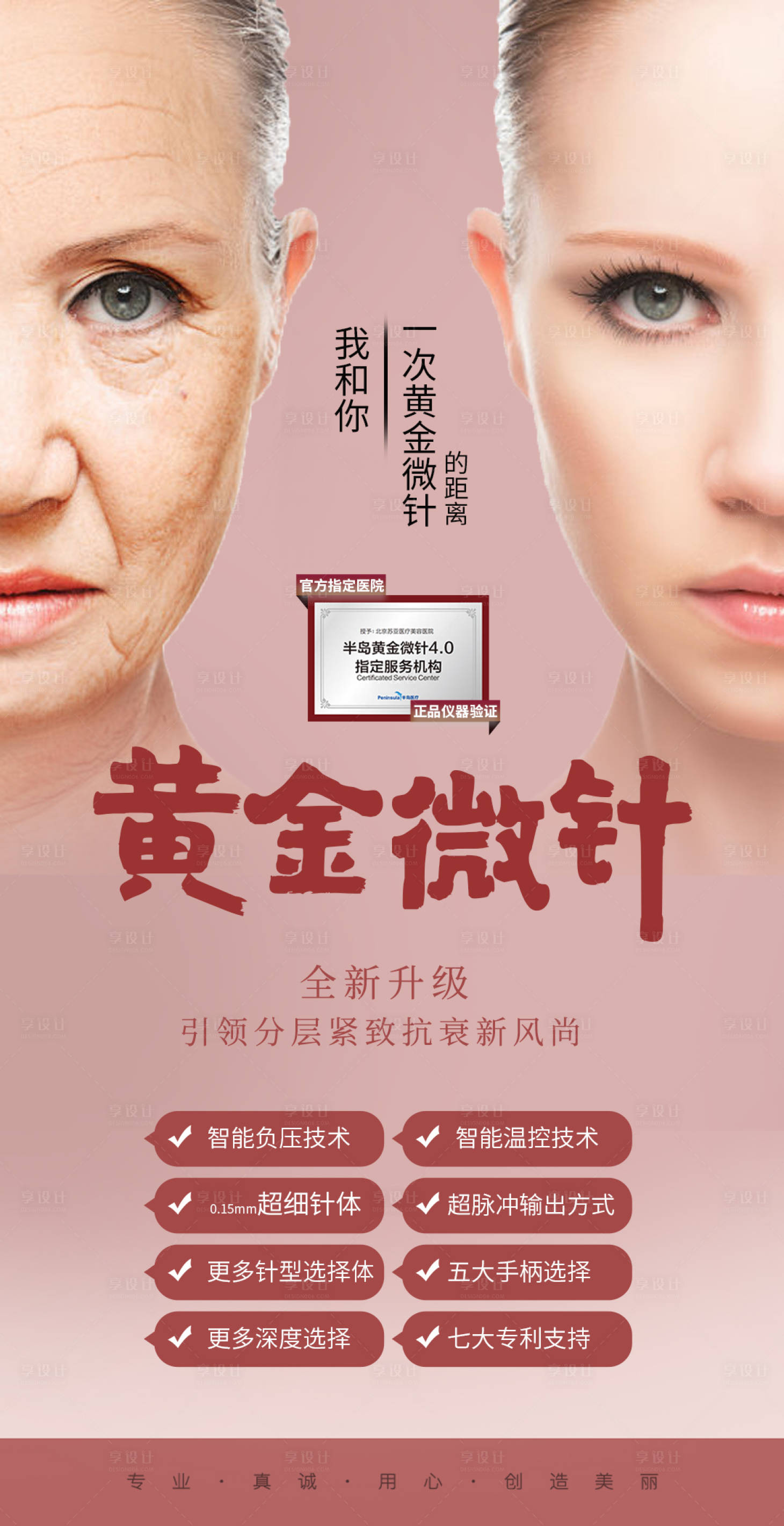 源文件下載【享設計】搜索編號：71400008337009958【醫(yī)美黃金微針人物海報】