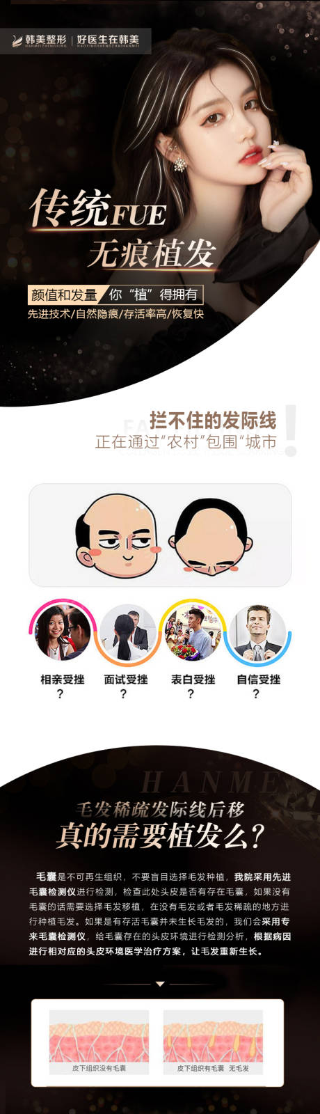 源文件下载【医美整形FUE传统无痕植发详情页】编号：58830008370047546