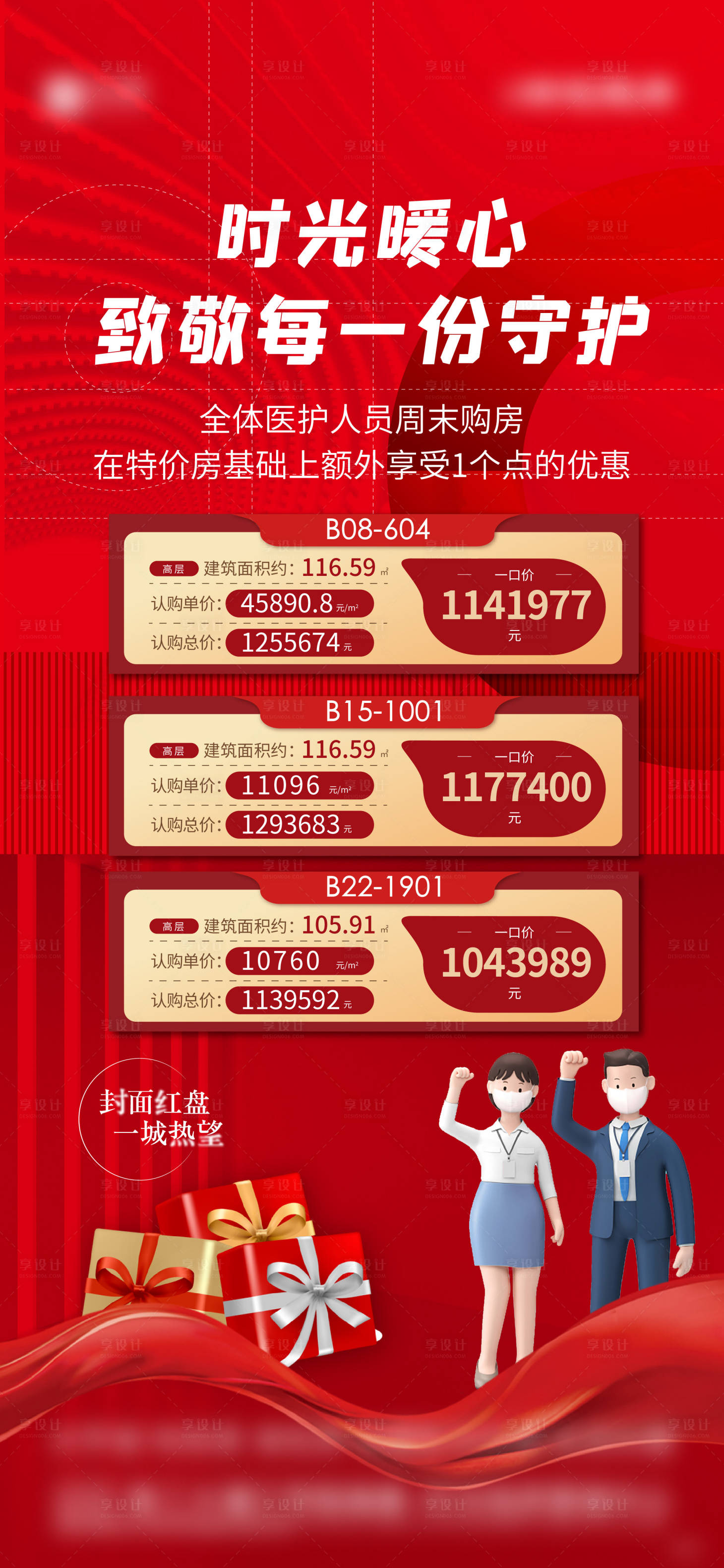 源文件下载【享设计】搜索编号：36170008497257327【地产医护人员购房福利海报】