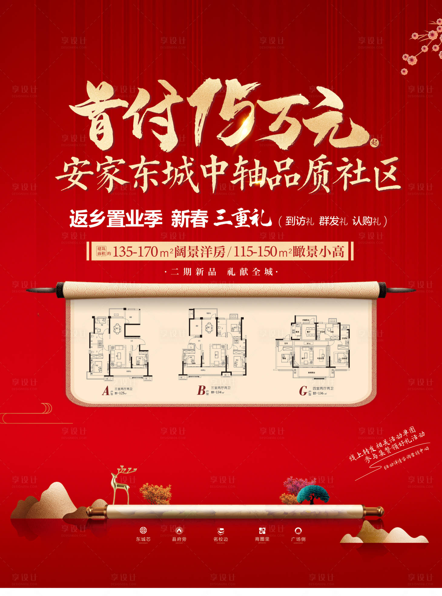 源文件下载【享设计】搜索编号：34970008603975279【地产宣传单页A4红色】