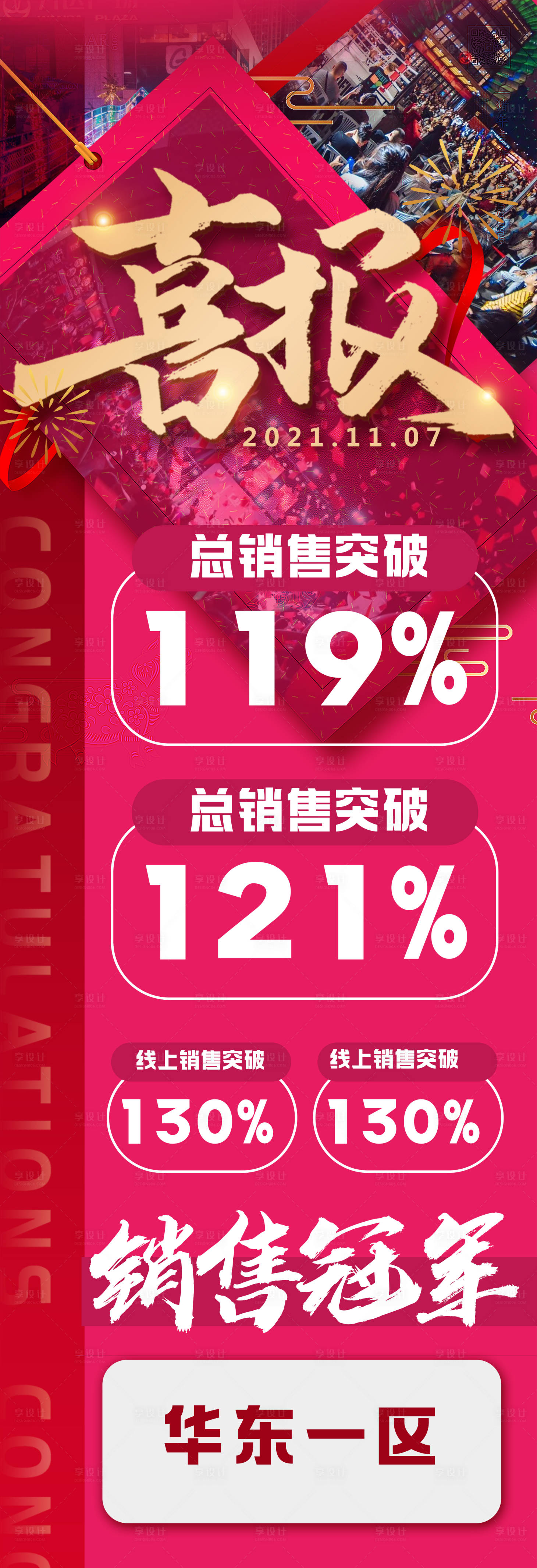 源文件下载【享设计】搜索编号：63770008303454488【地产喜报战报红金长图海报】