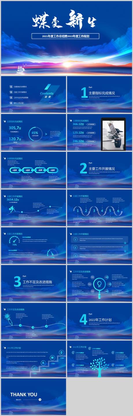 源文件下载【新生蓝色年度总结报告PPT】编号：59350008454972961