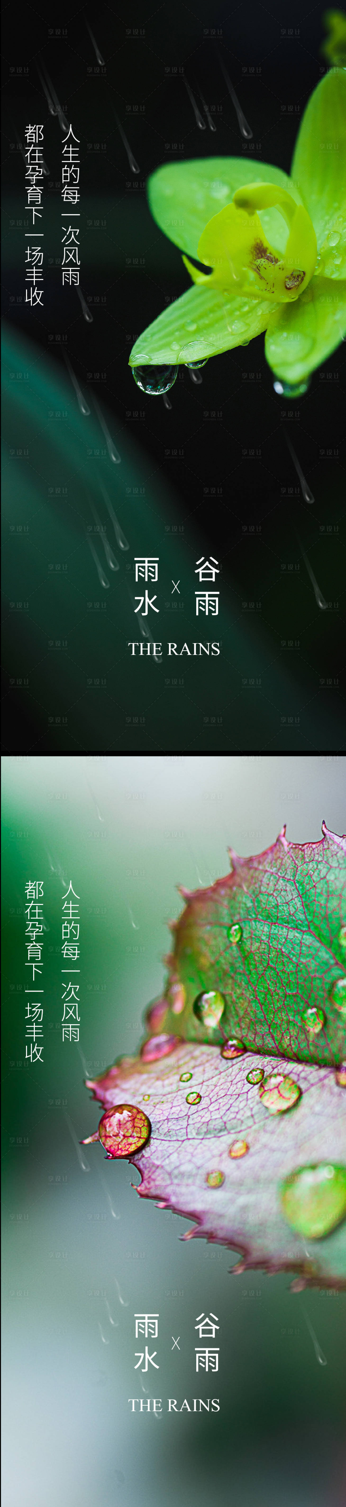 源文件下載【享設計】搜索編號：91900008372997461【雨水谷雨節氣系列海報】