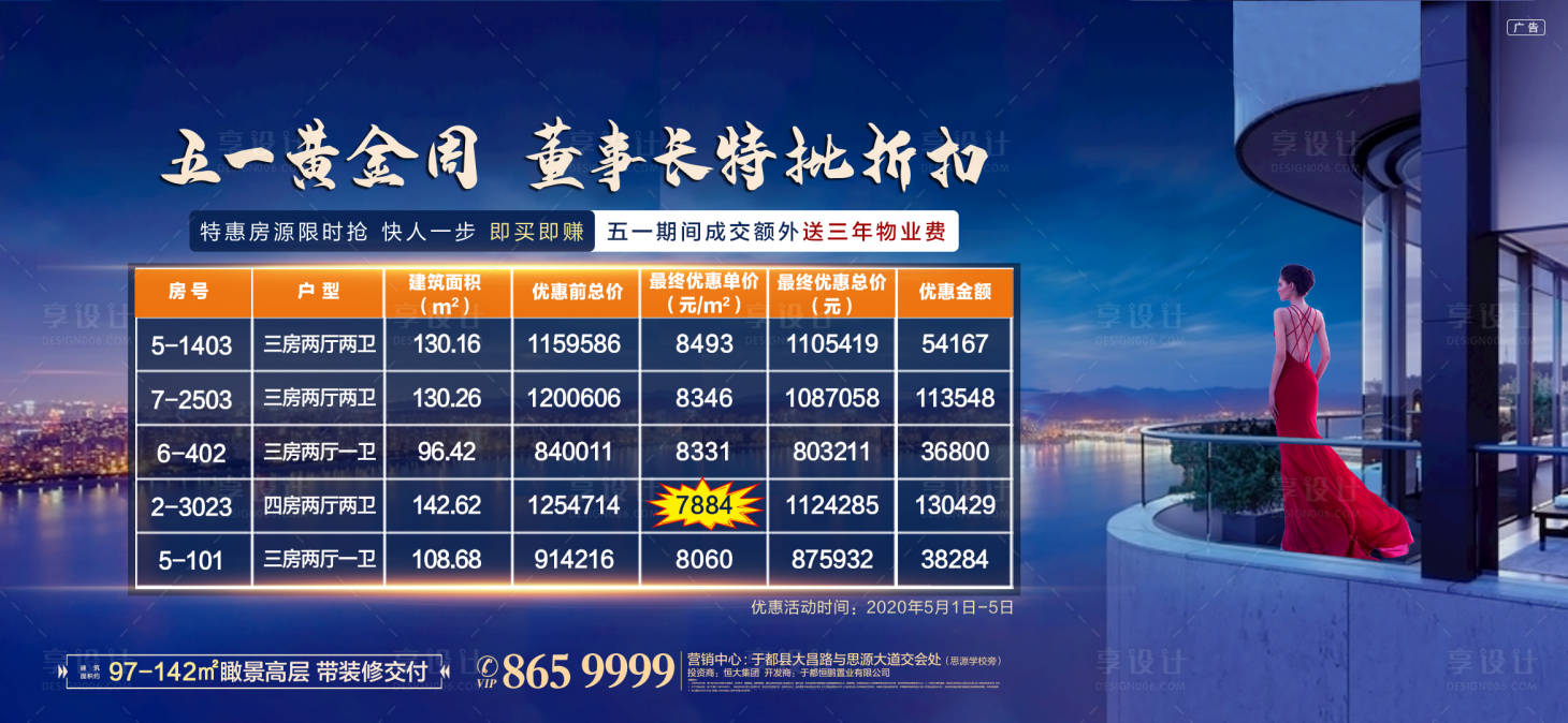 源文件下载【特价房户型蓝金海报展板】编号：63900009166659196