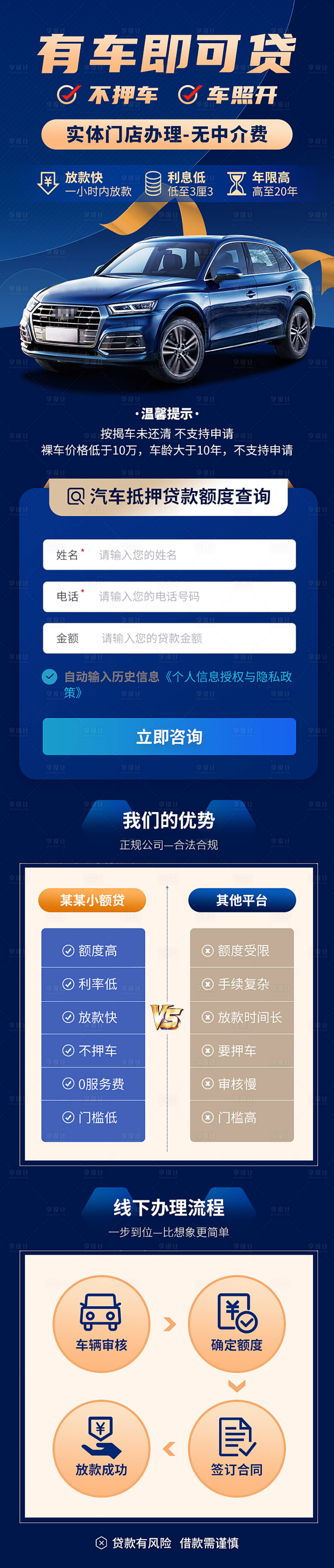 源文件下载【深蓝金融贷款车贷抵押H5专题页】编号：61210008750401268