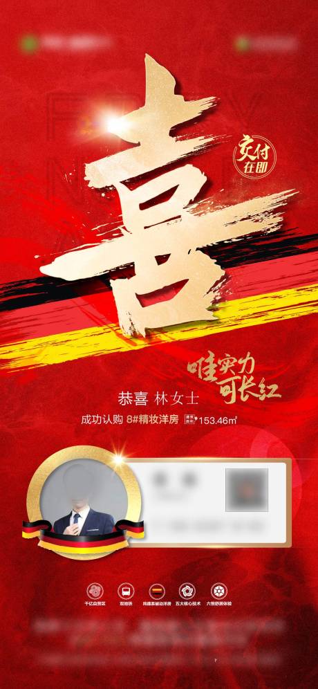 源文件下载【享设计】搜索编号：80460008884777419【置业顾问喜报红金海报】