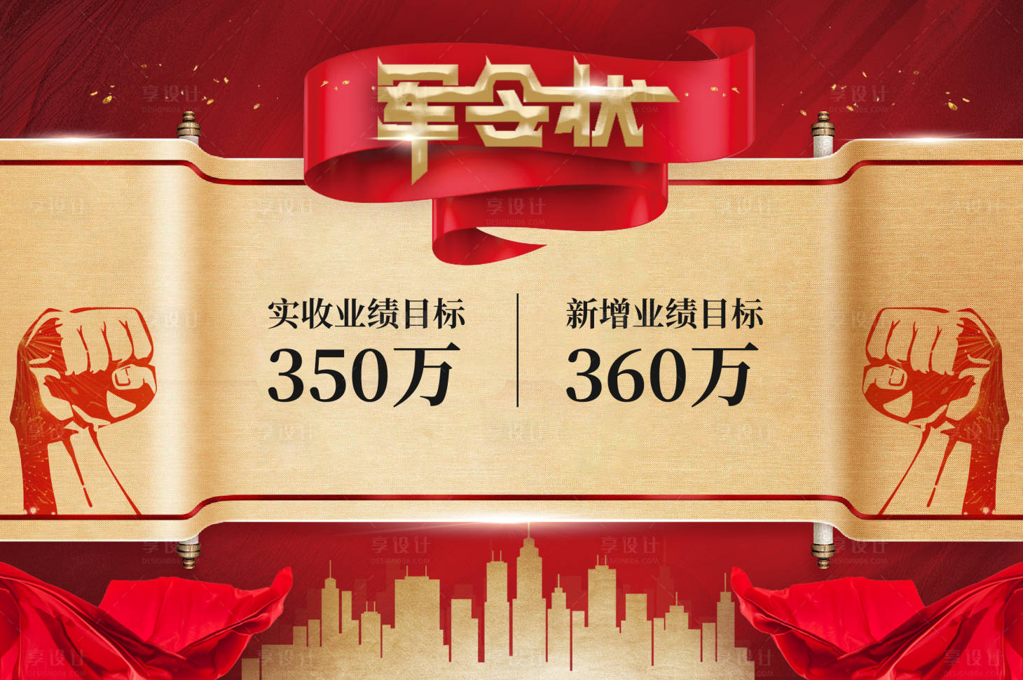 源文件下載【享設計】搜索編號：95590008685346428【地產營銷軍令狀海報】