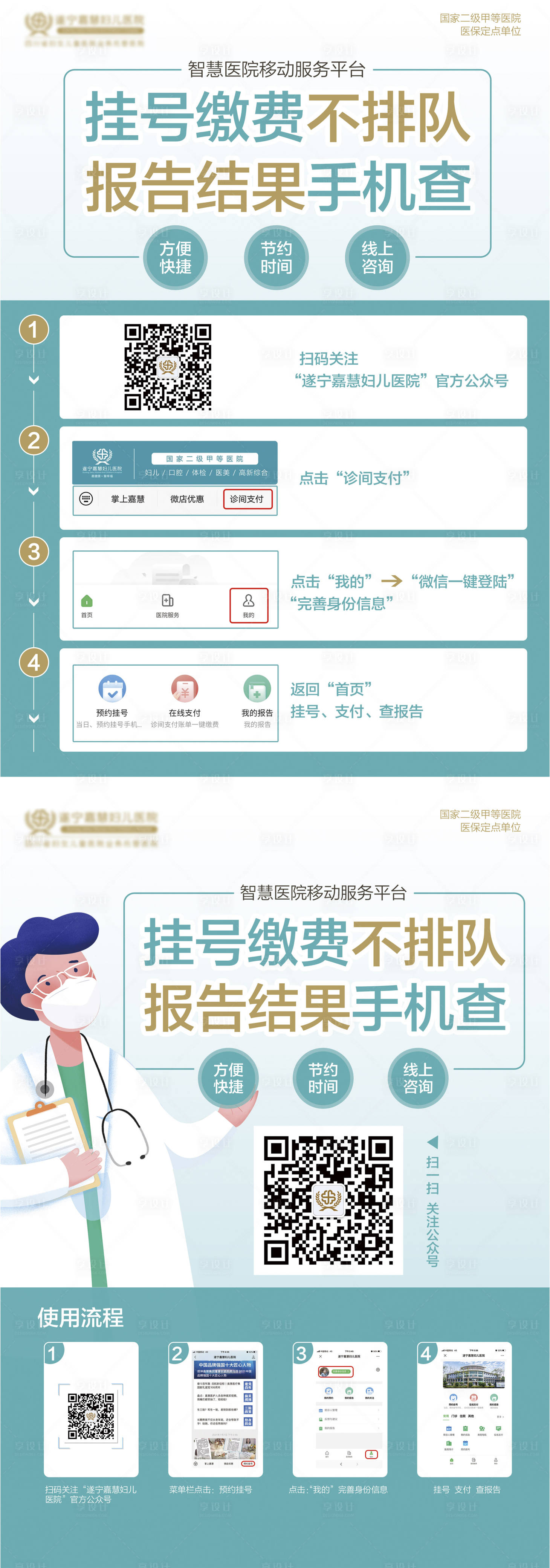 源文件下載【享設(shè)計(jì)】搜索編號(hào)：58060008950938822【智慧就醫(yī)線上自助服務(wù)流程長(zhǎng)圖海報(bào)】