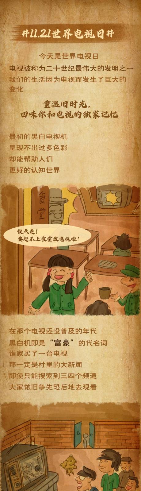 源文件下载【怀旧电视日手绘长图专题设计】编号：64170009038193132