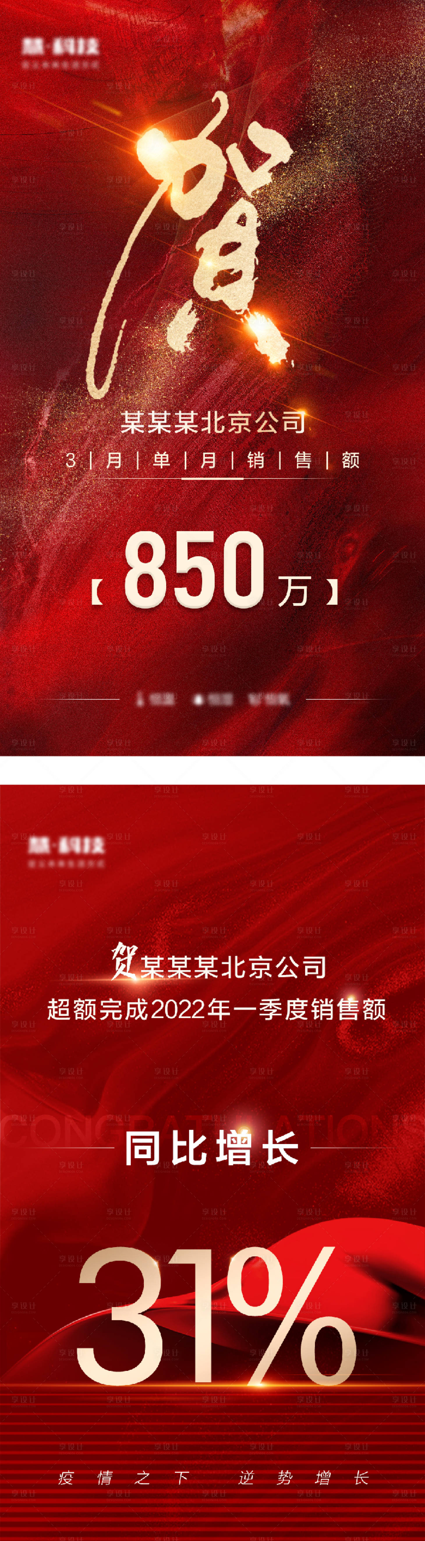 源文件下載【享設計】搜索編號：79850009221399899【一季度銷售業績完成恭賀海報喜報】