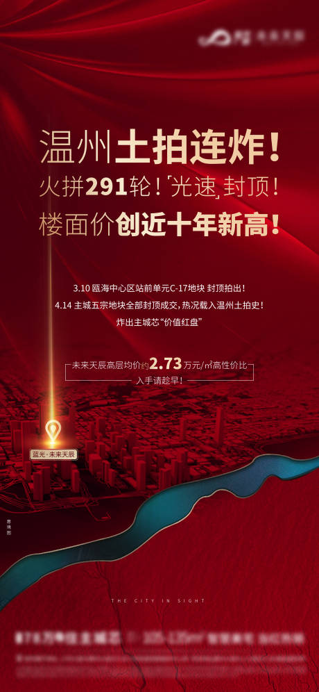 源文件下载【房地产土拍红金海报】编号：20220303204833445