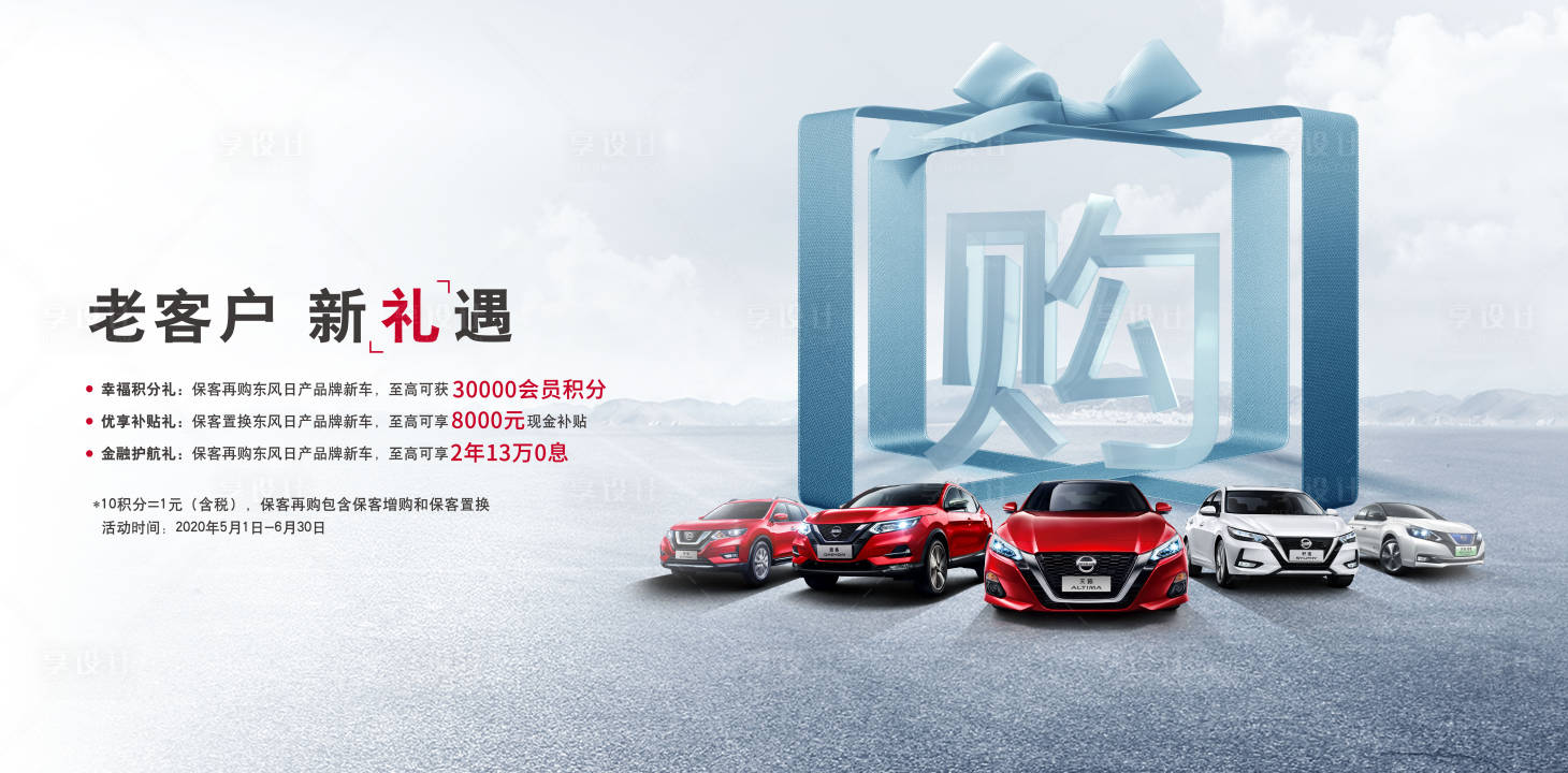 源文件下载【享设计】搜索编号：35420009206134504【幸福积分礼保客再购东风日产品牌新车至】