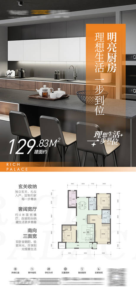 源文件下载【地产户型厨房海报】编号：36170009098557151