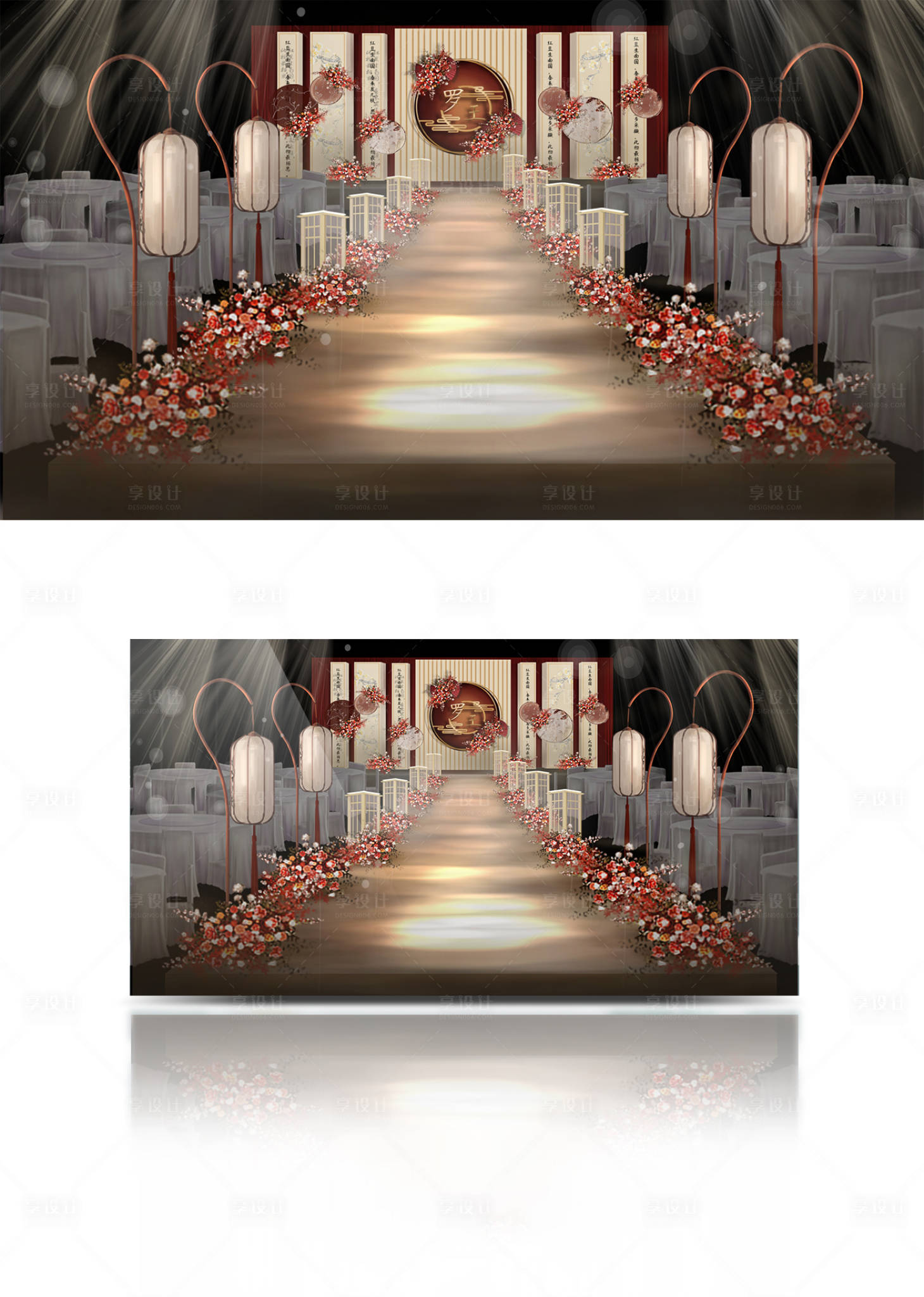 源文件下載【享設計】搜索編號：11270009057648441【紅色中式浪漫喜慶婚禮美陳】