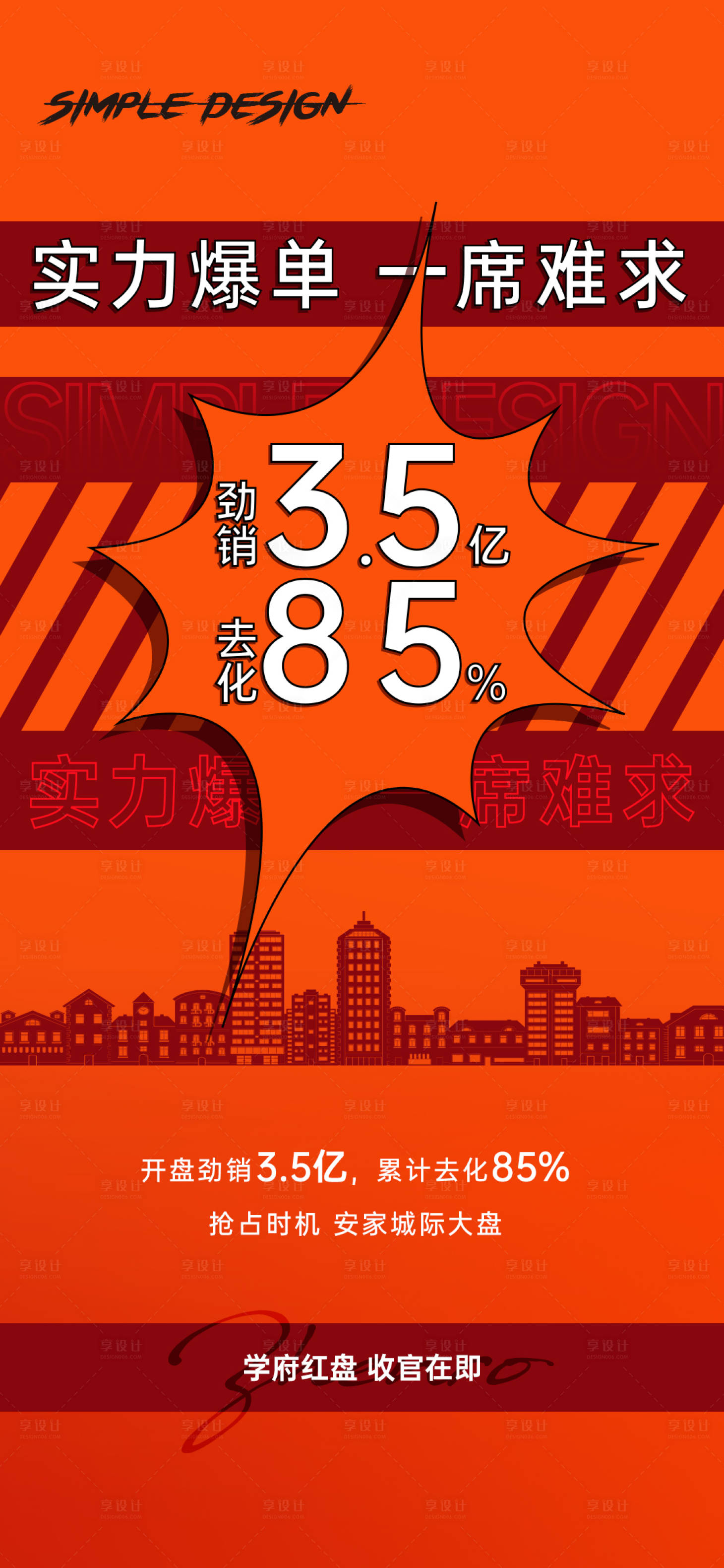 源文件下载【享设计】搜索编号：81860008858648792【地产红色热销海报】