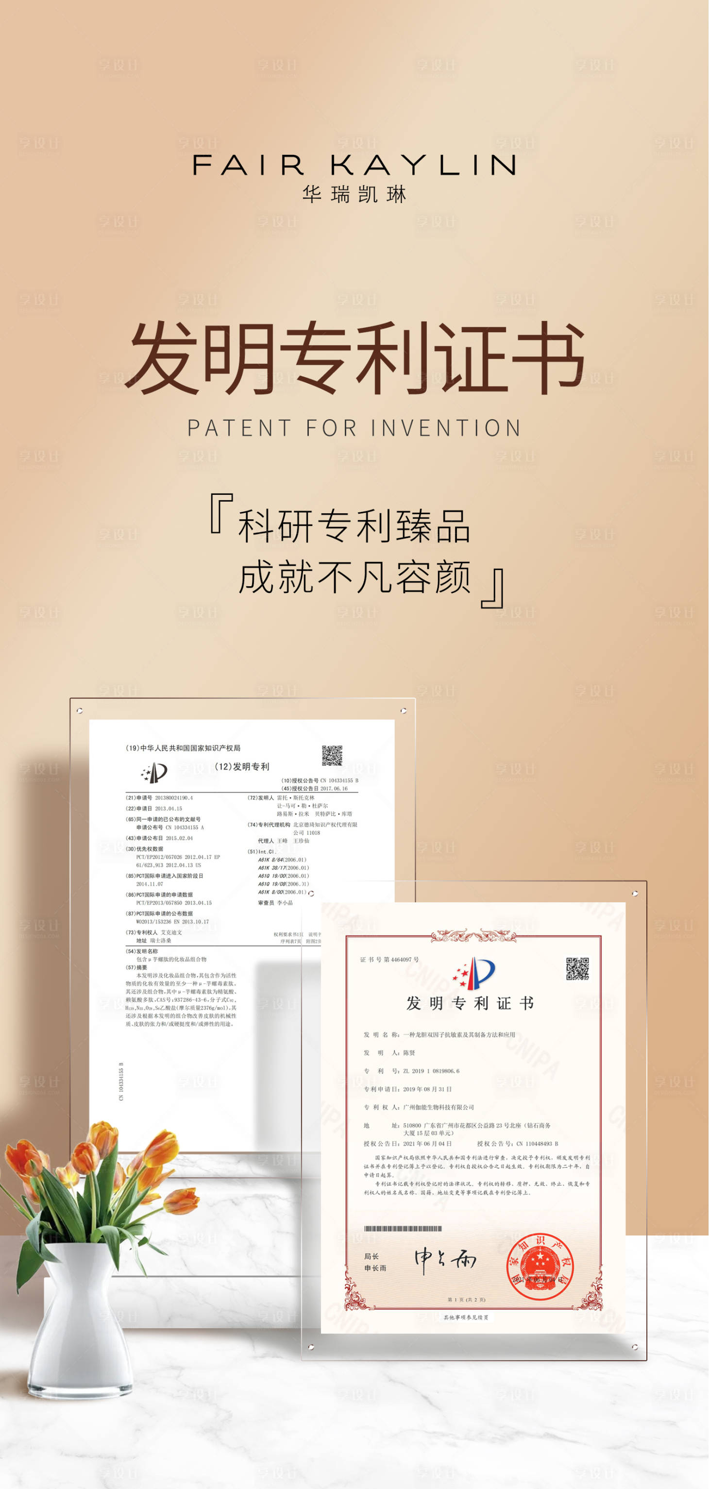 源文件下载【电商护肤品产品资质专利证书海报】编号：62670009728823554