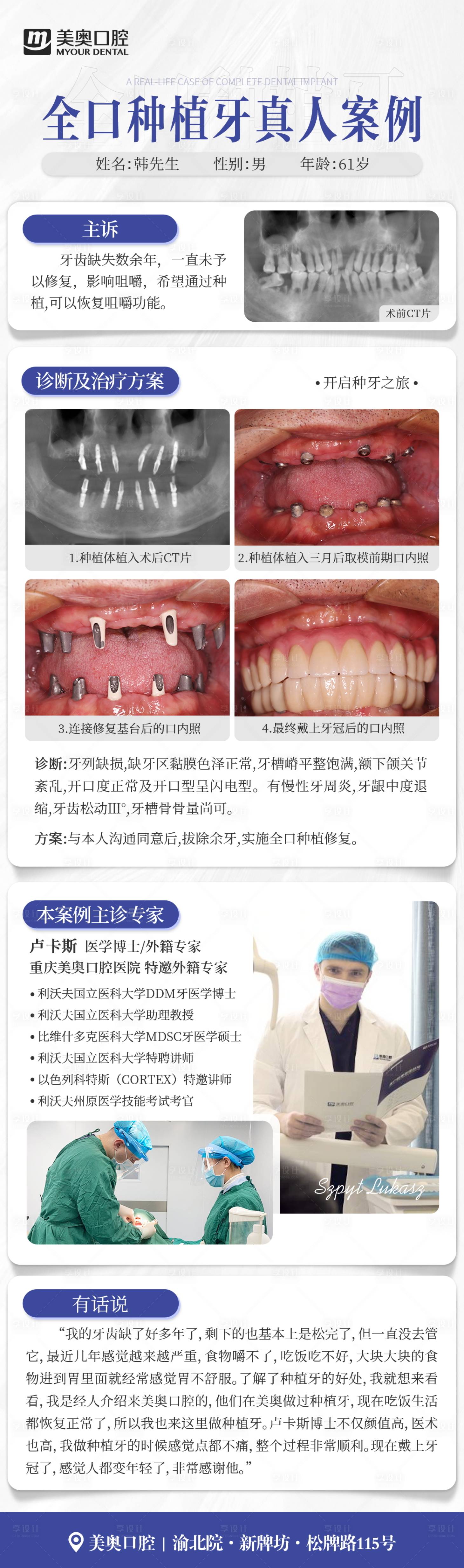 编号：20220408132551153【享设计】源文件下载-种植牙修复案例蓝色海报