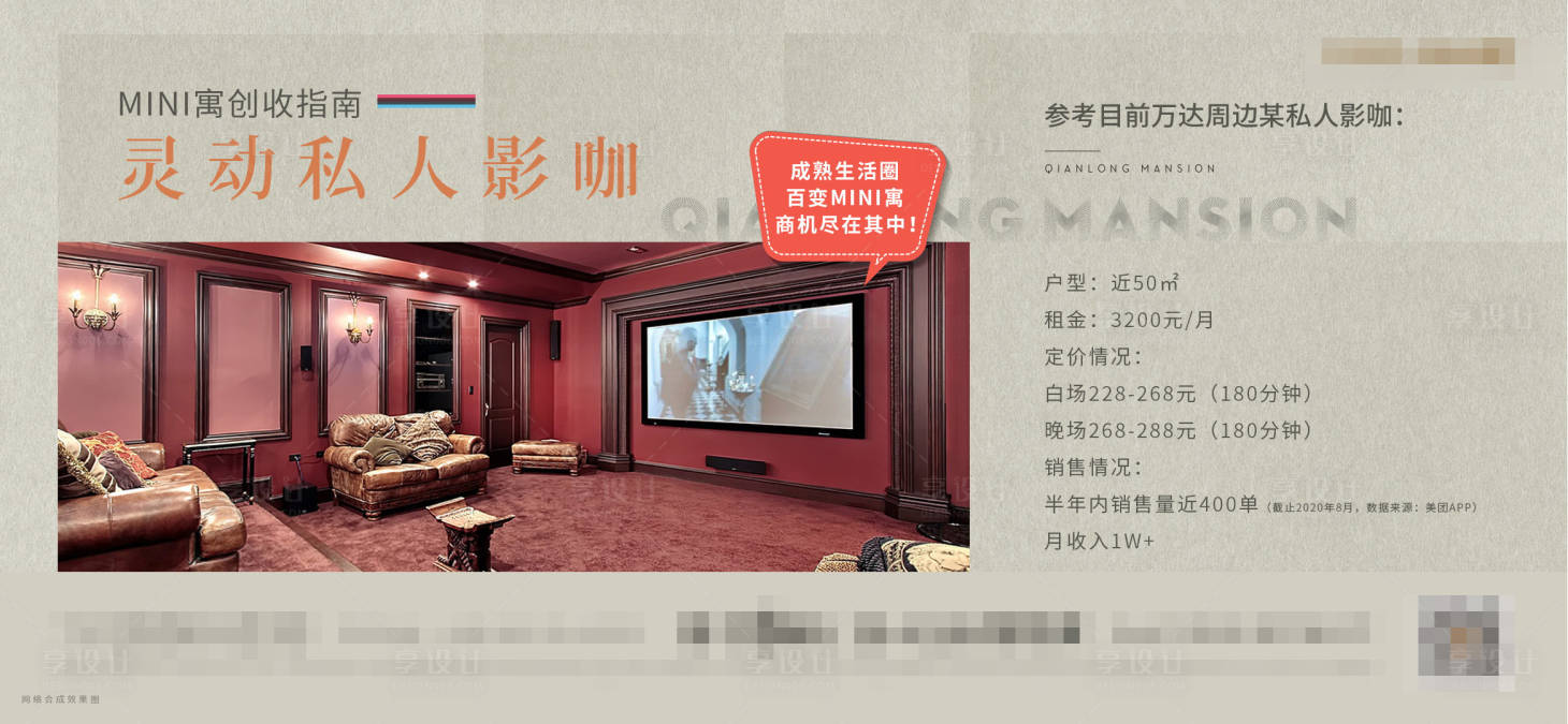 源文件下載【享設(shè)計(jì)】搜索編號(hào)：50420009260771565【影院戶型價(jià)值點(diǎn)】