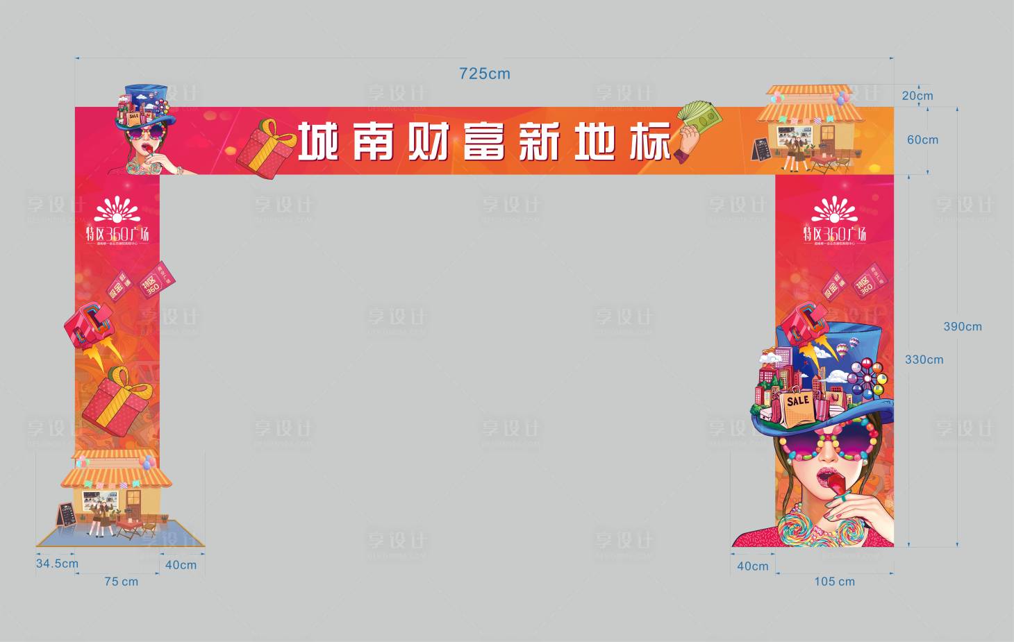 源文件下载【享设计】搜索编号：41220009251756549【房地产商业龙门架】