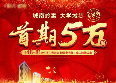 源文件下载【地产广告红色稿首付稿促销热销】编号：46690009292083389