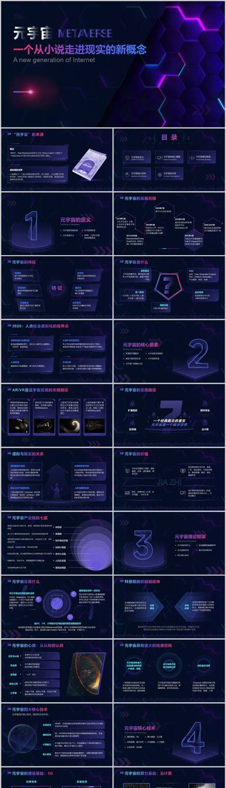 源文件下载【蓝色渐变互联网科技元宇宙介绍PPT】编号：49240009245286183