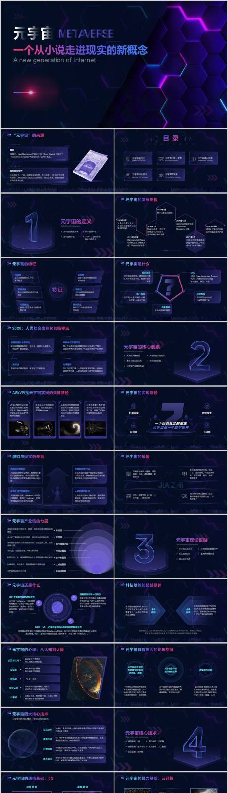 源文件下载【蓝色渐变互联网科技元宇宙介绍PPT】编号：20220401152015411