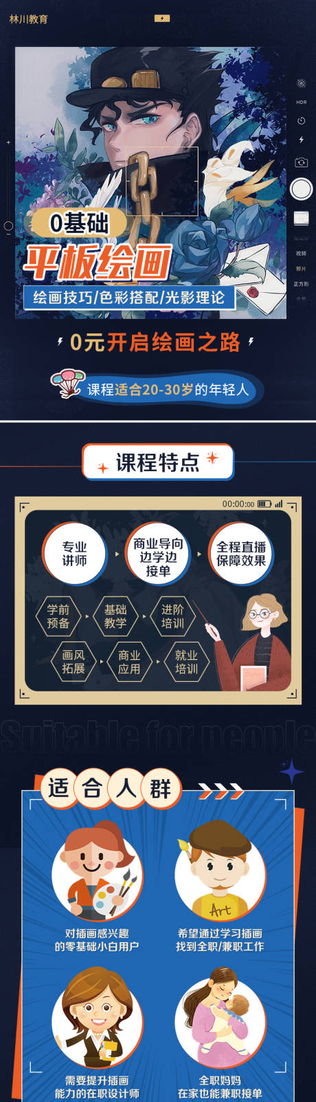 源文件下载【插画0基础精品课程长图海报】编号：99100009410012909