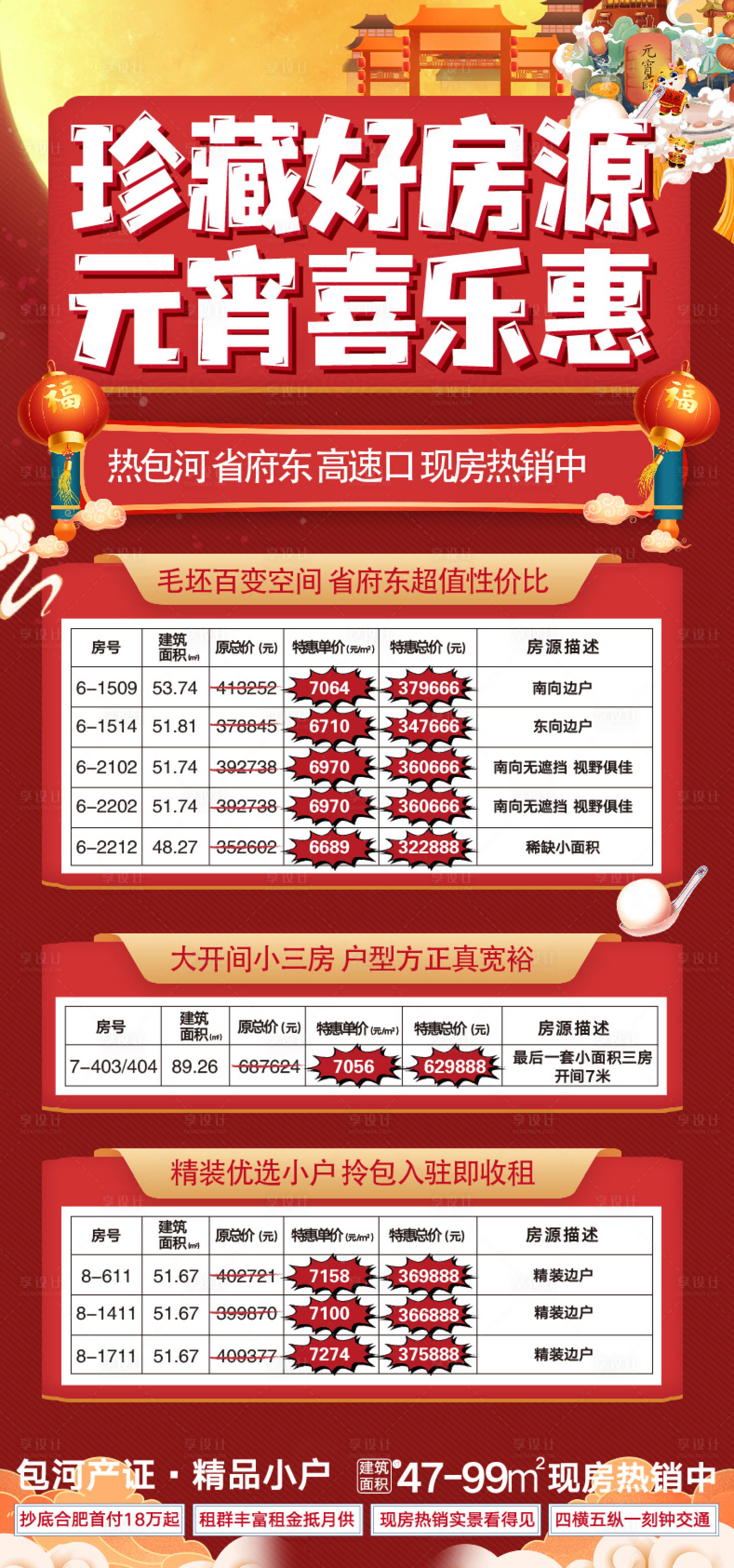源文件下载【享设计】搜索编号：96990009470943462【地产圣诞元宵节特价房红金海报】