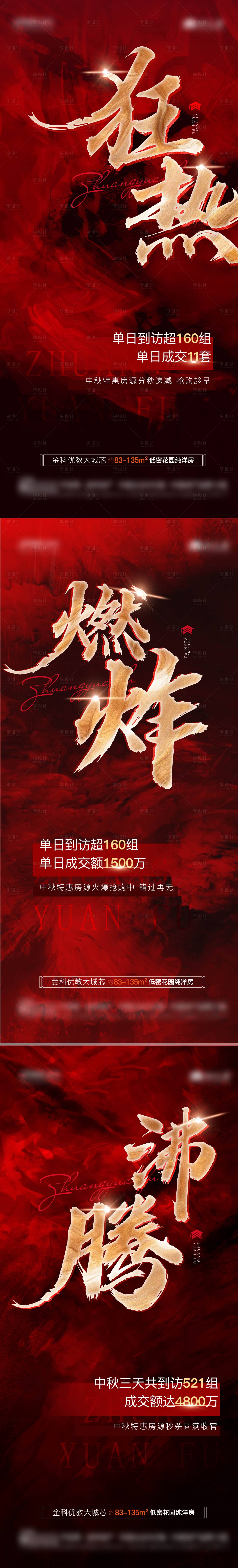源文件下载【地产成交到访稿件红金系列海报】编号：38100009693511871