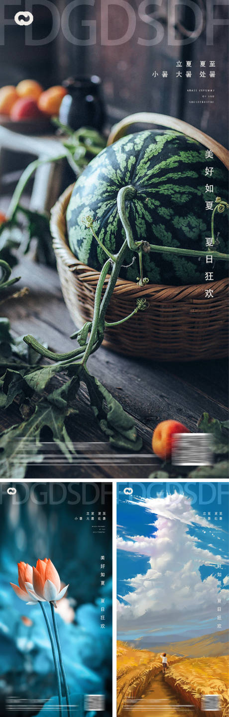 源文件下载【立夏夏至小暑大暑处暑系列海报】编号：86410009633555170