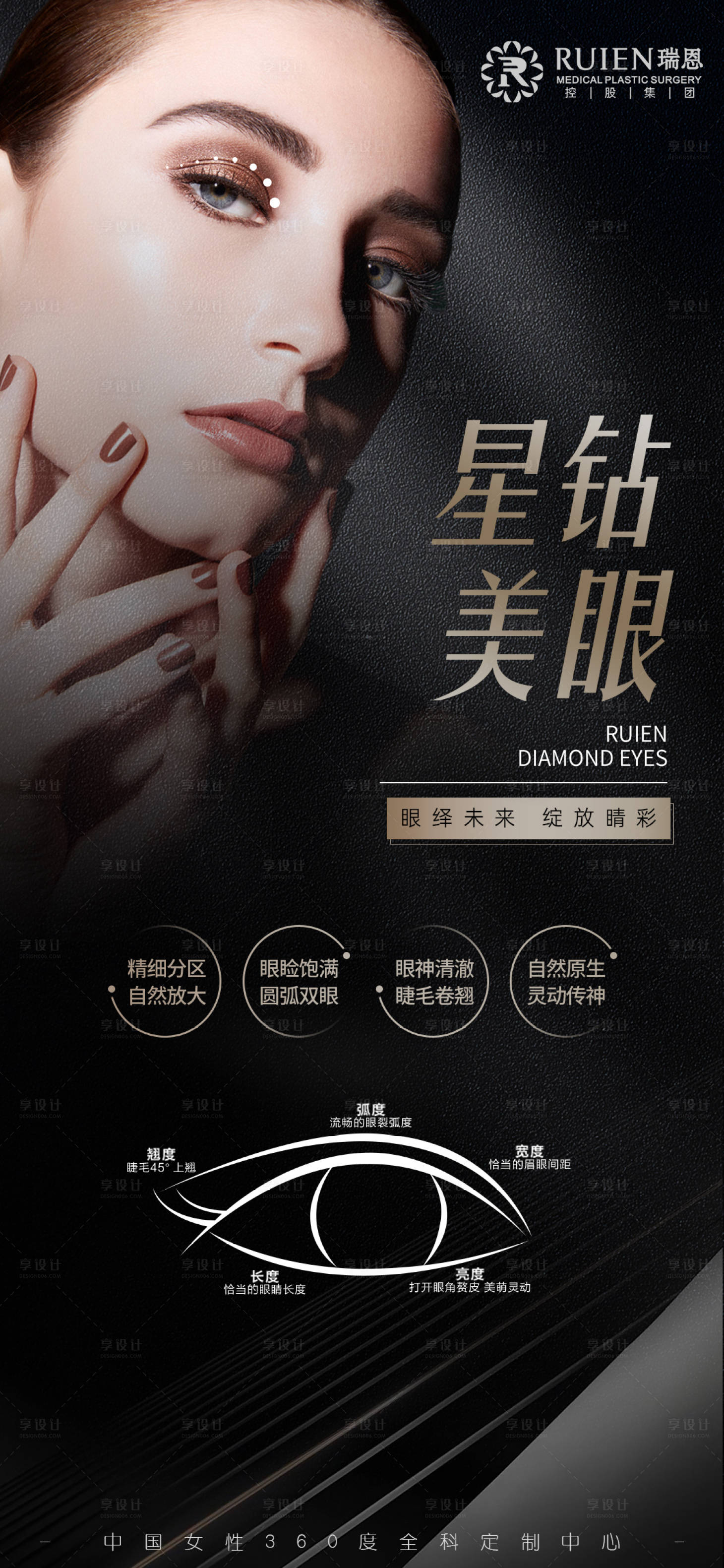 源文件下载【享设计】搜索编号：83960009536493079【医美黑金眼睛海报】