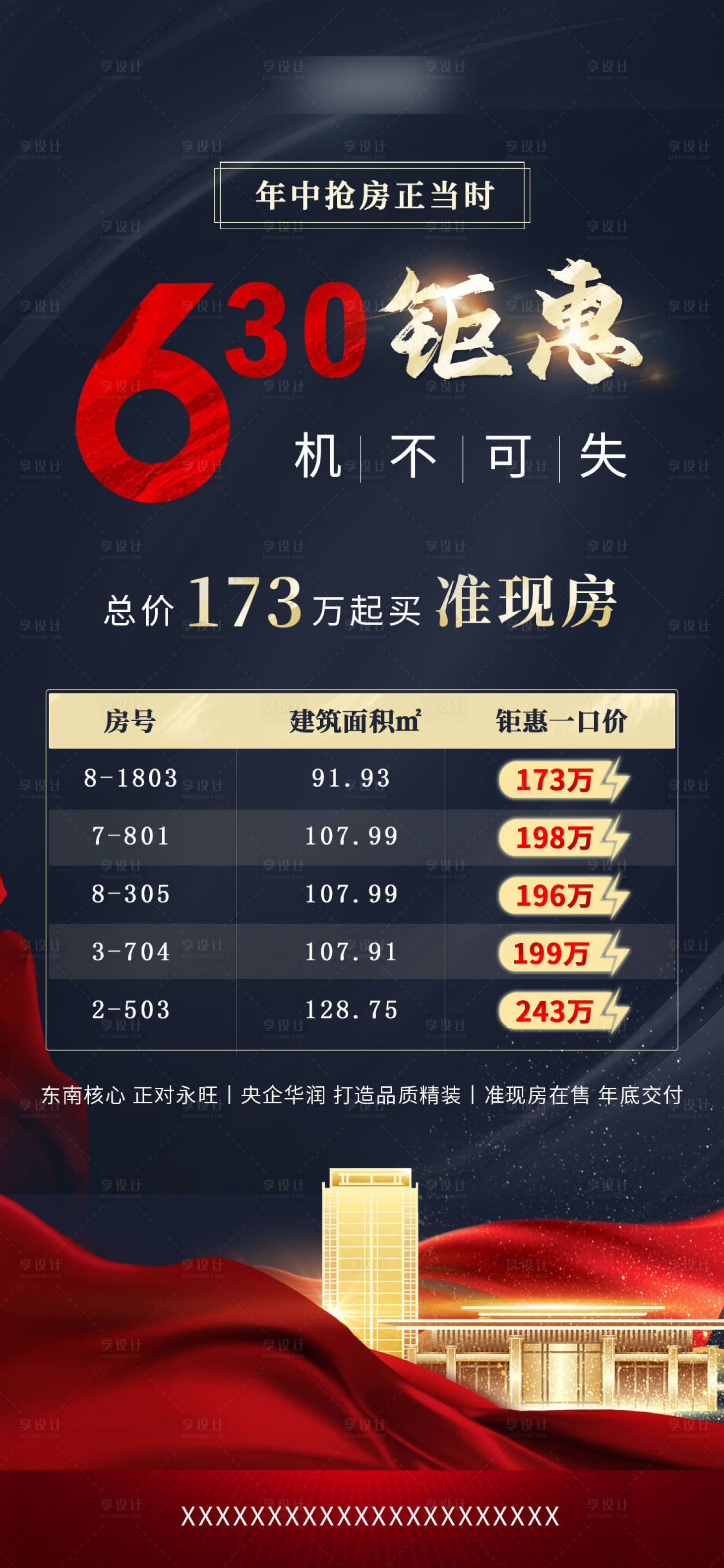 源文件下载【享设计】搜索编号：30040009241634673【房地产准现房一口价海报】