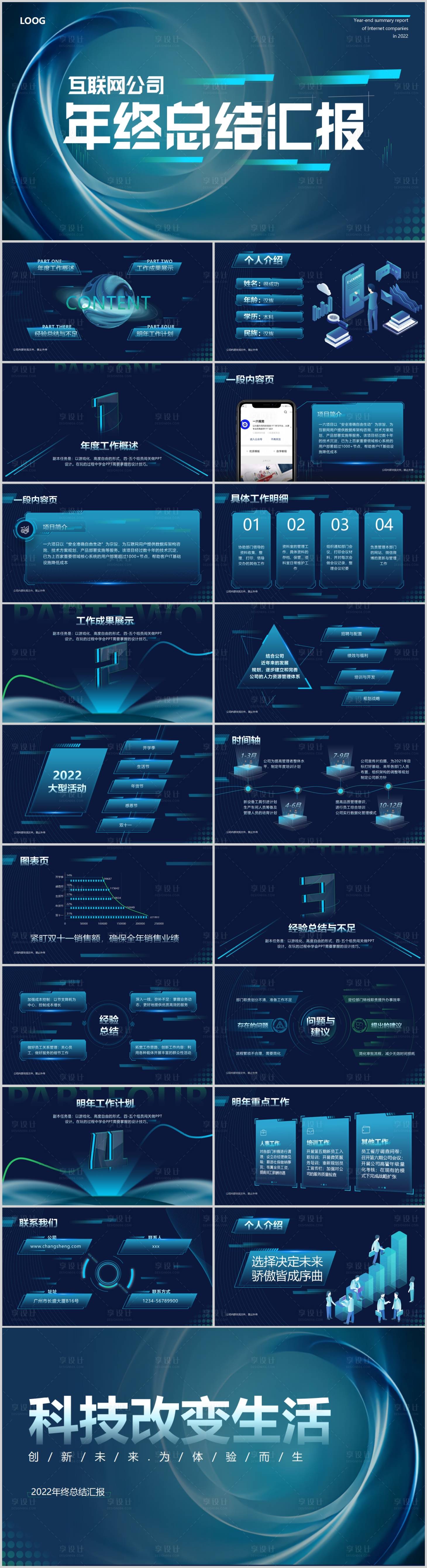 源文件下载【互联网公司年终总结汇报科技PPT】编号：20220406095642739