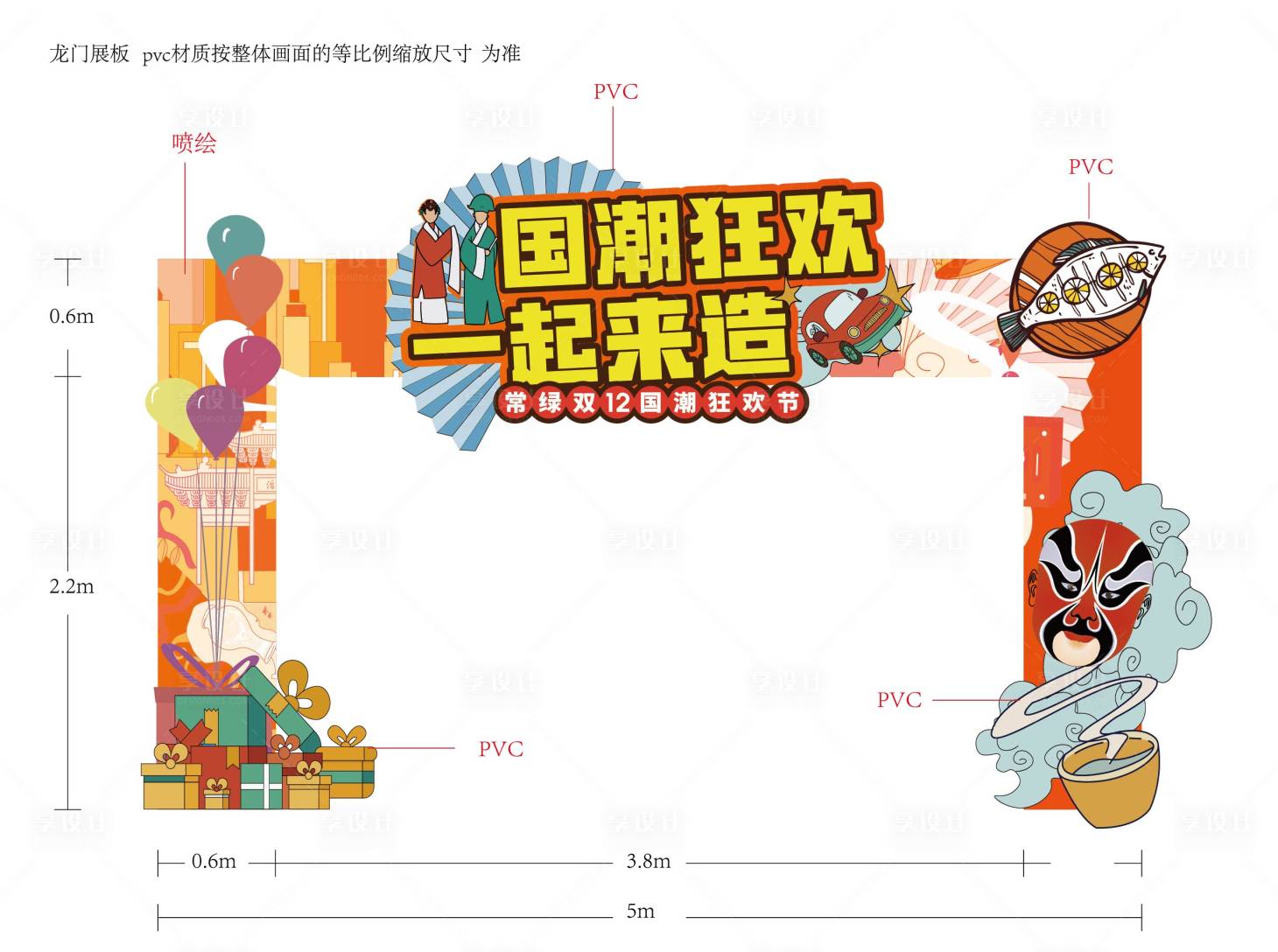 源文件下載【享設計】搜索編號：71870009382818102【房地產國潮活動龍門架】