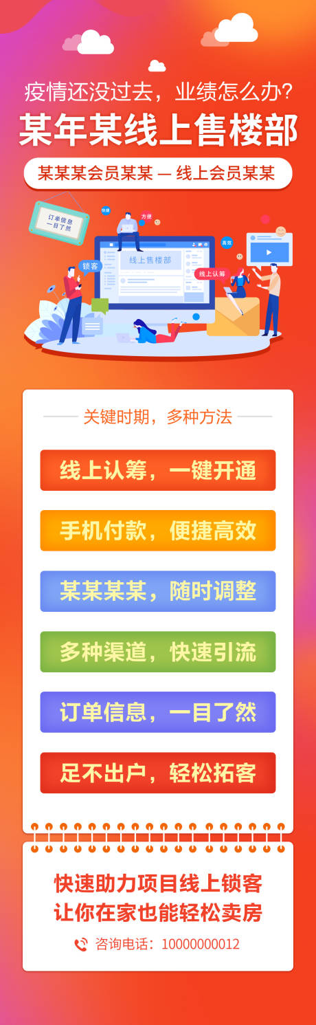 源文件下載【疫情線上選房長圖海報】編號：85400009333056012