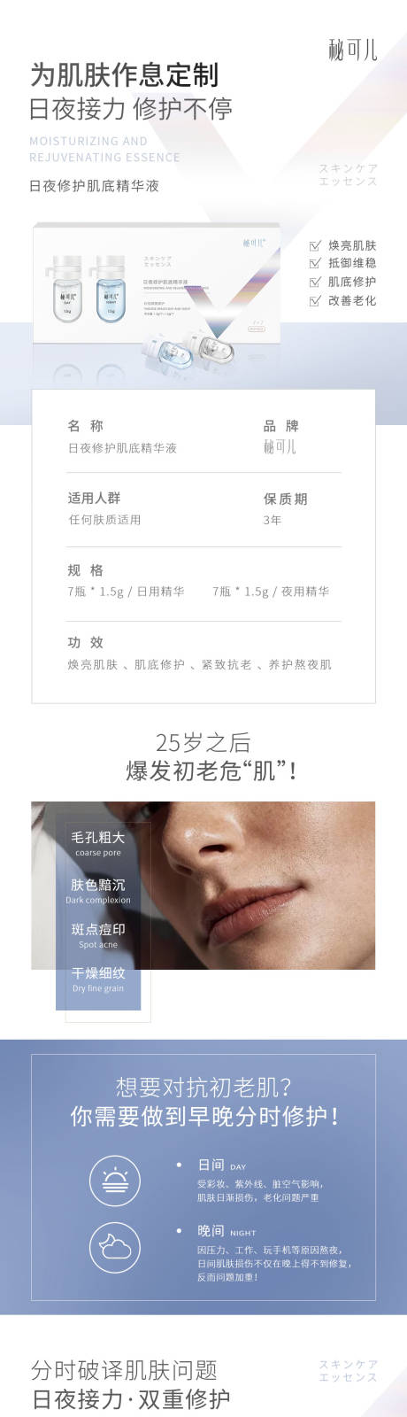 源文件下载【秘可儿日夜修护肌底精华原液详情页】编号：82850010181971269
