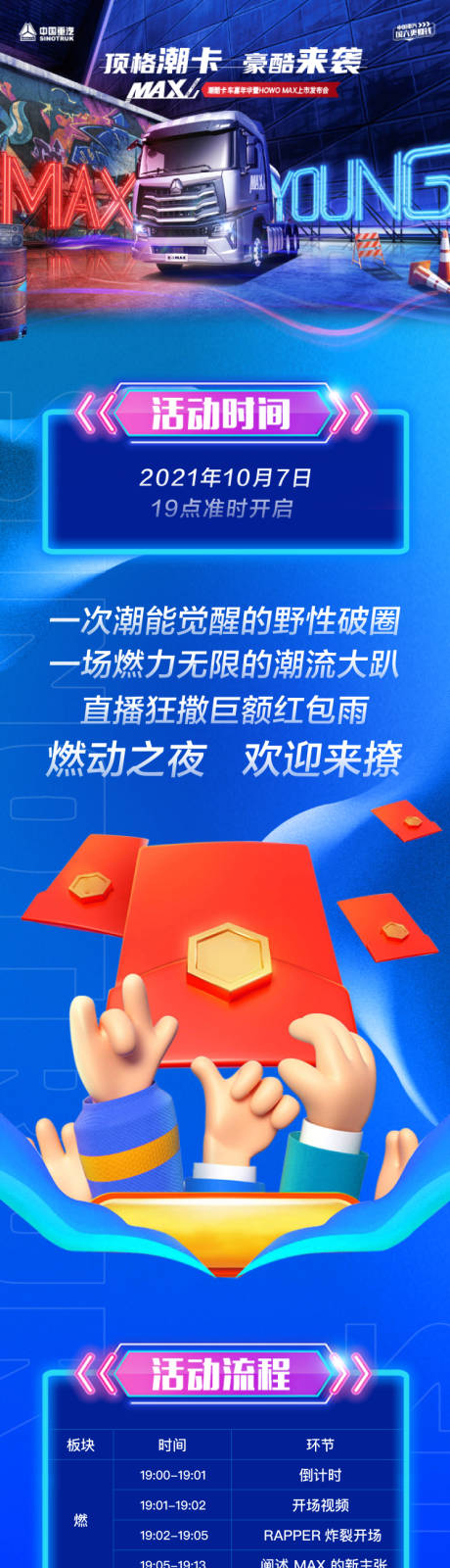 源文件下载【汽车卡车潮流上市活动流程直播长图海报】编号：20220519105510870