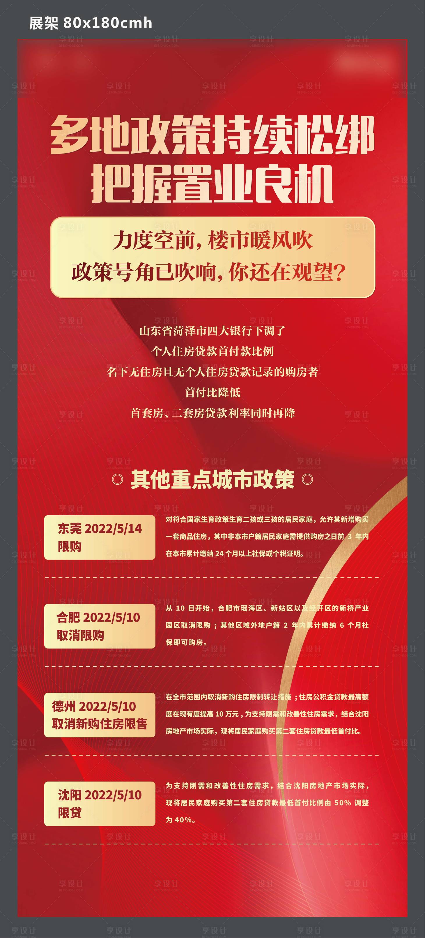 源文件下载【享设计】搜索编号：19100010223854892【地产政策展架】