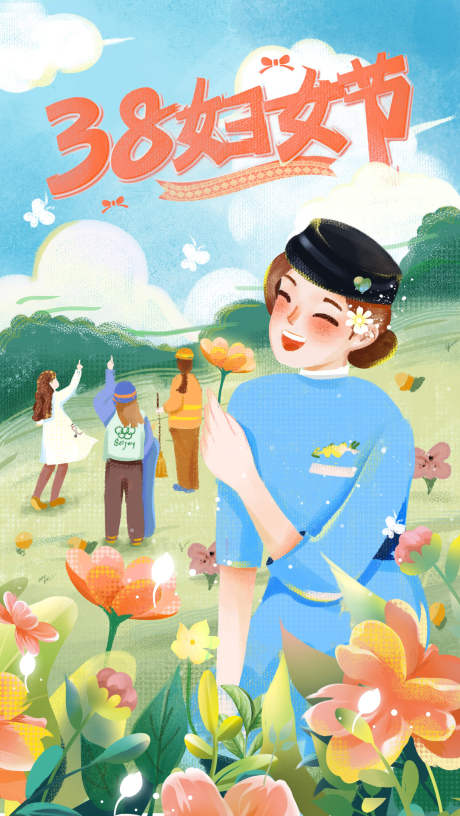 源文件下载【享设计】搜索编号：73710009919635456【三八妇女节手绘海报】