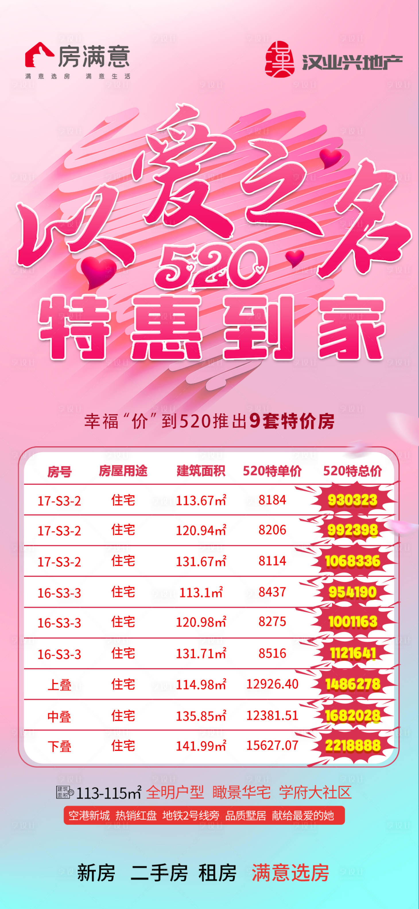 源文件下載【享設計】搜索編號：51140010087916345【520特價房溫馨海報】