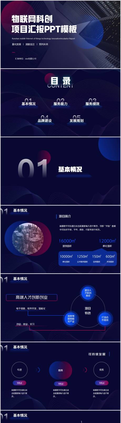 源文件下载【享设计】搜索编号：62870010223313002【蓝色科技物联网渐变科创项目汇报PPT】