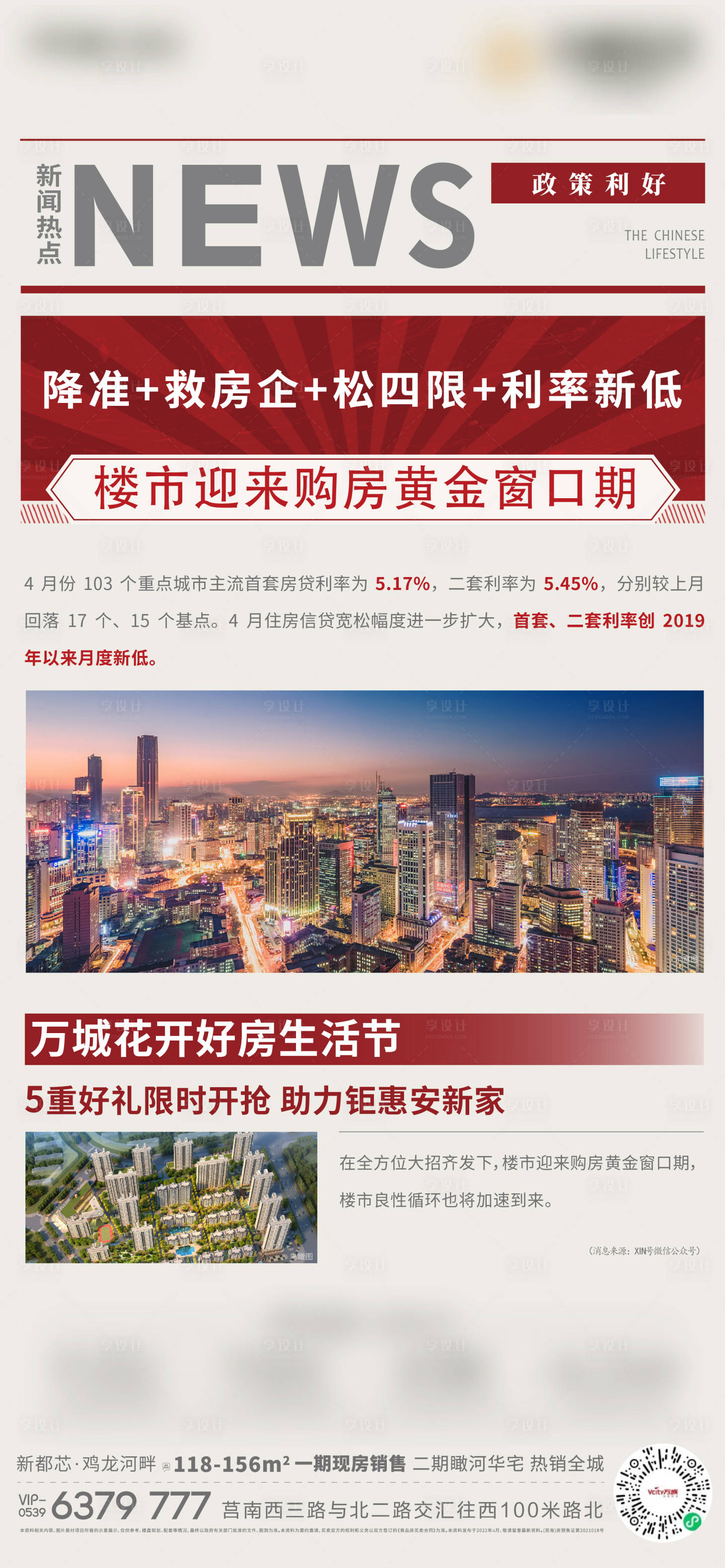 源文件下載【享設計】搜索編號：26100010214425660【地產政策利好新聞海報】