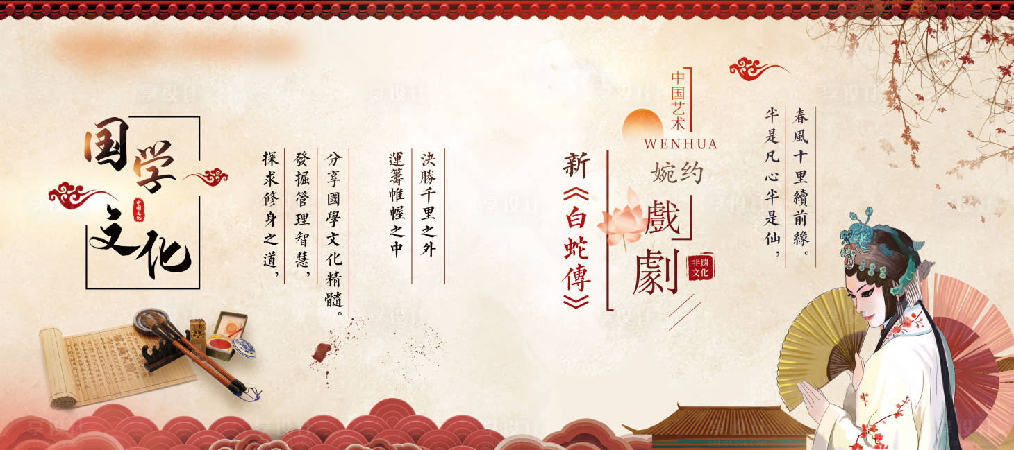 源文件下载【中国传统文化国学与戏曲活动背景板】编号：54270010242177432