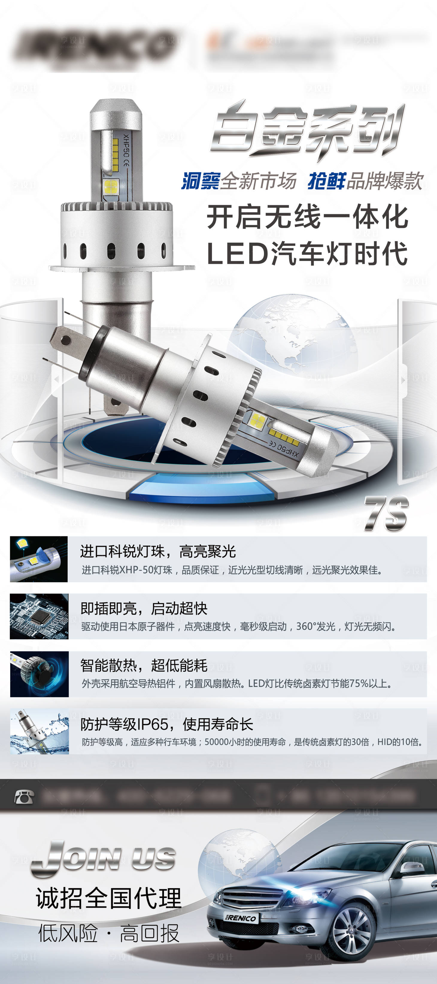 源文件下載【享設計】搜索編號：52640009974531436【LED車燈宣傳海報】