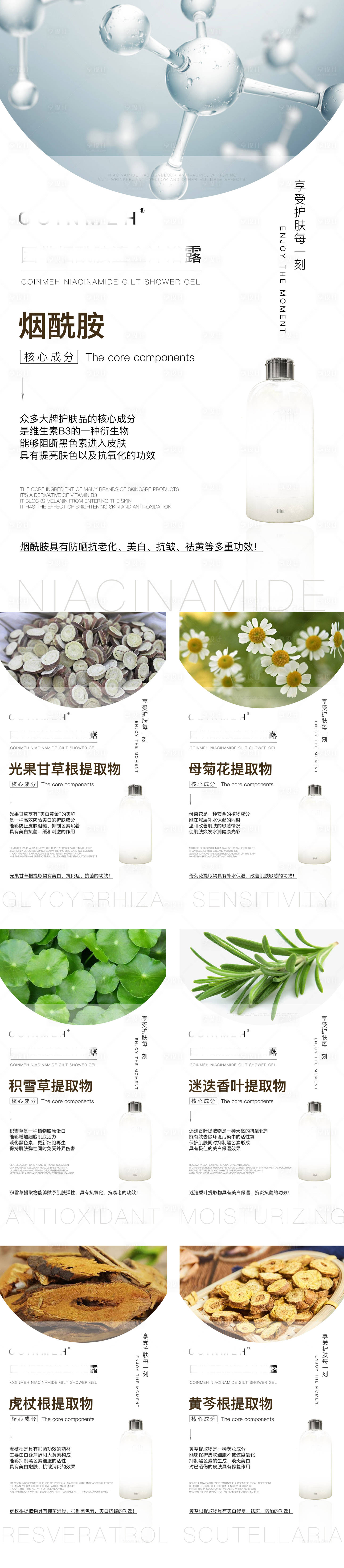 源文件下载【享设计】搜索编号：95690010203482248【微商护肤品成分海报】