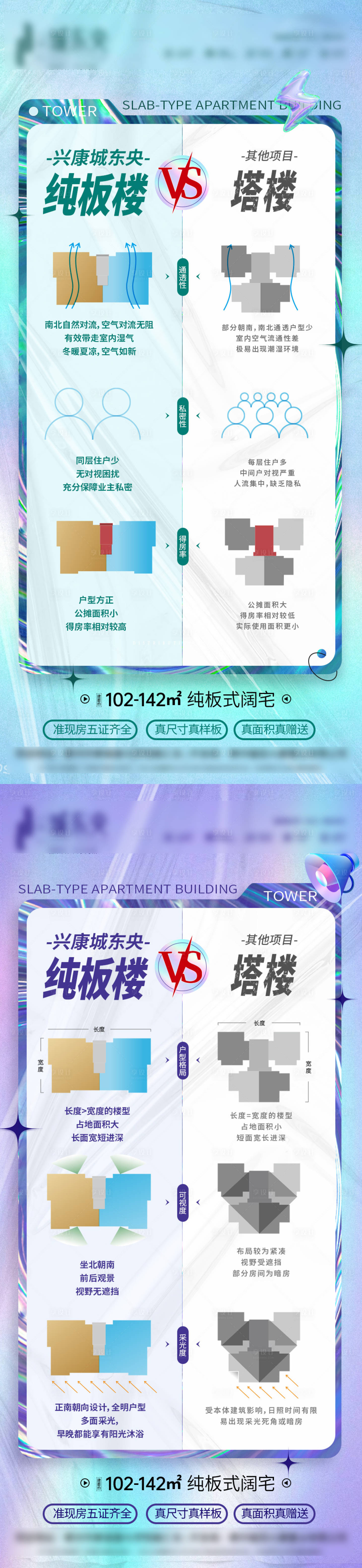 源文件下载【房地产塔楼板楼对比酸性海报】编号：95960010118474487