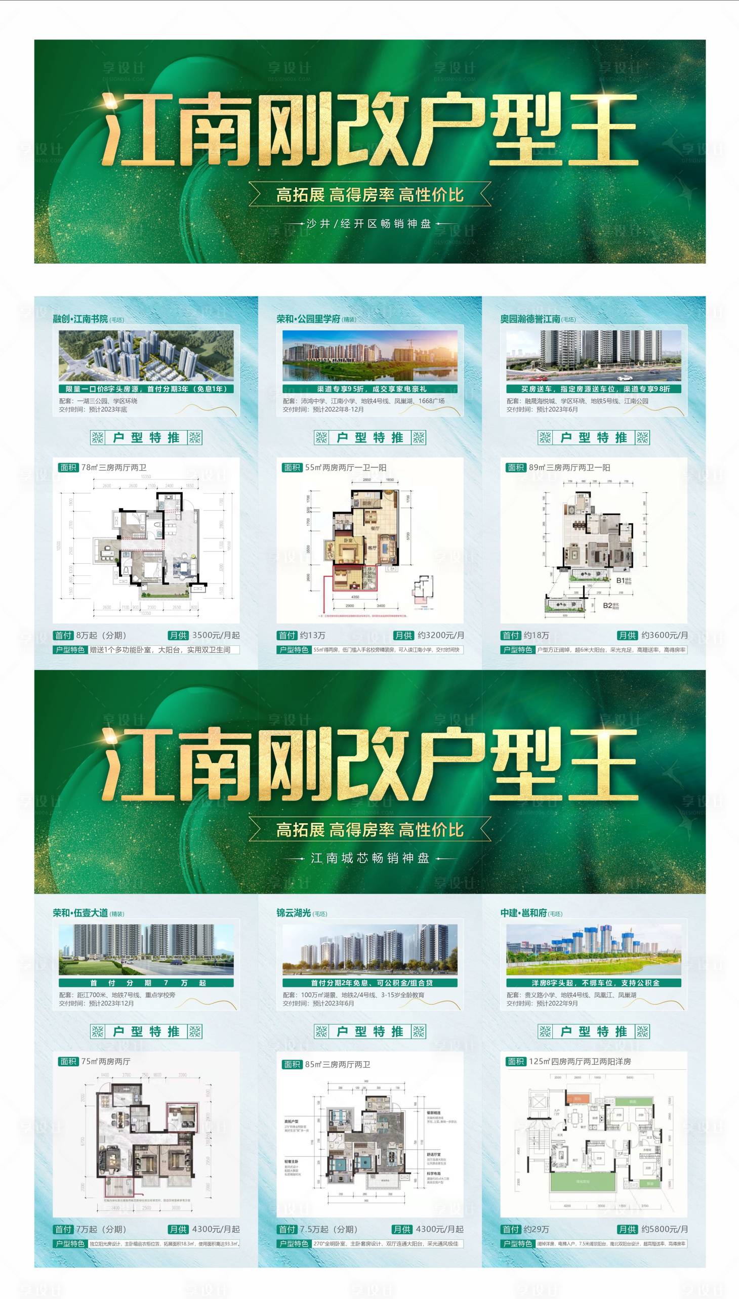 源文件下载【享设计】搜索编号：98290010171775529【户型图三宫格长图海报】